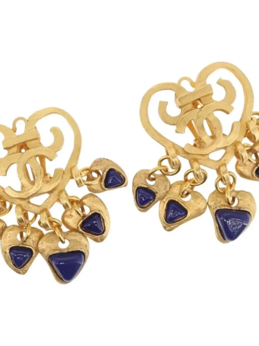 CHANEL Heart COCO Mark Earring metal Gold Tone CC Auth 168046V